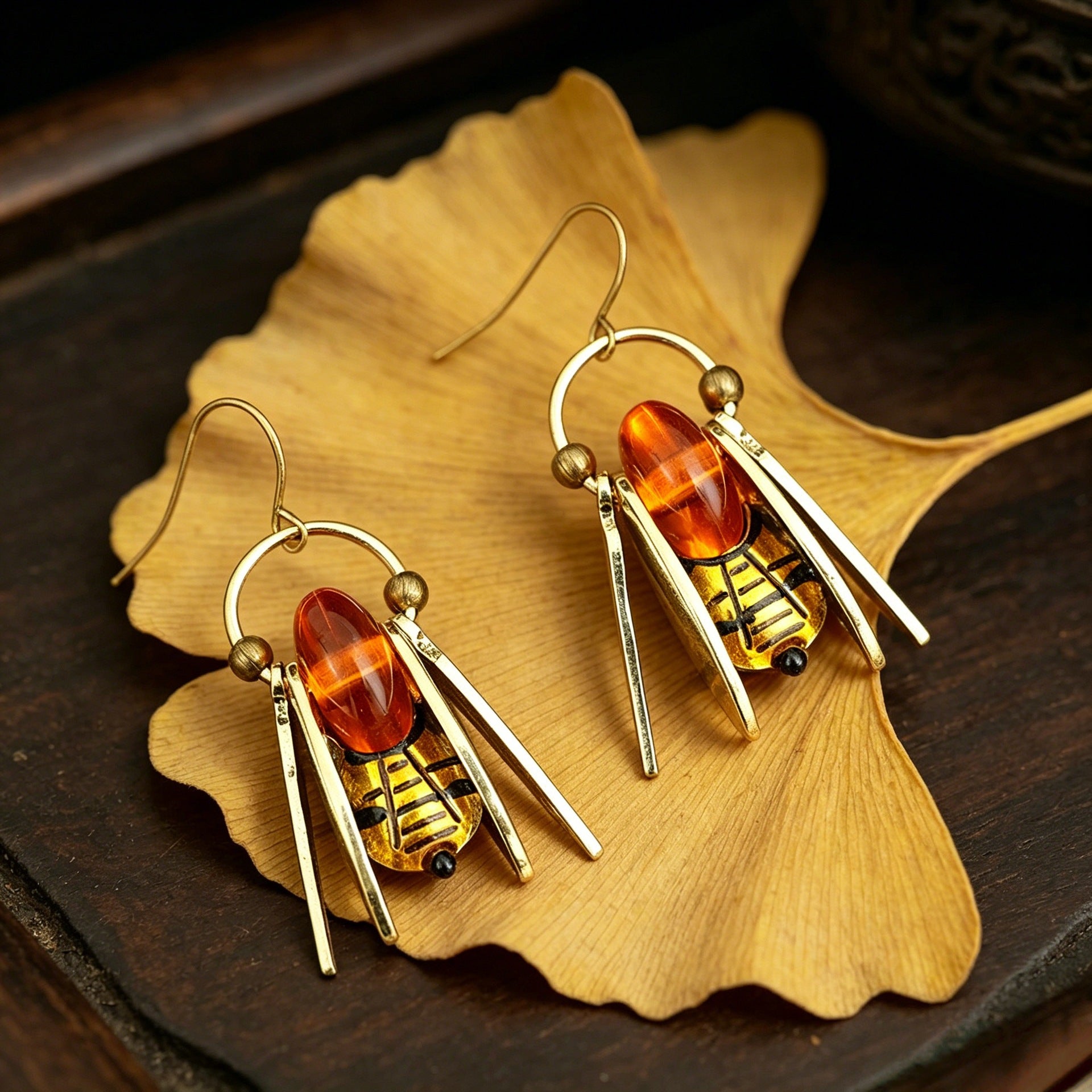 Handmade Multicolor Bee Earrings For Women With 304 Stainless Steel Ear Pins In Alloy