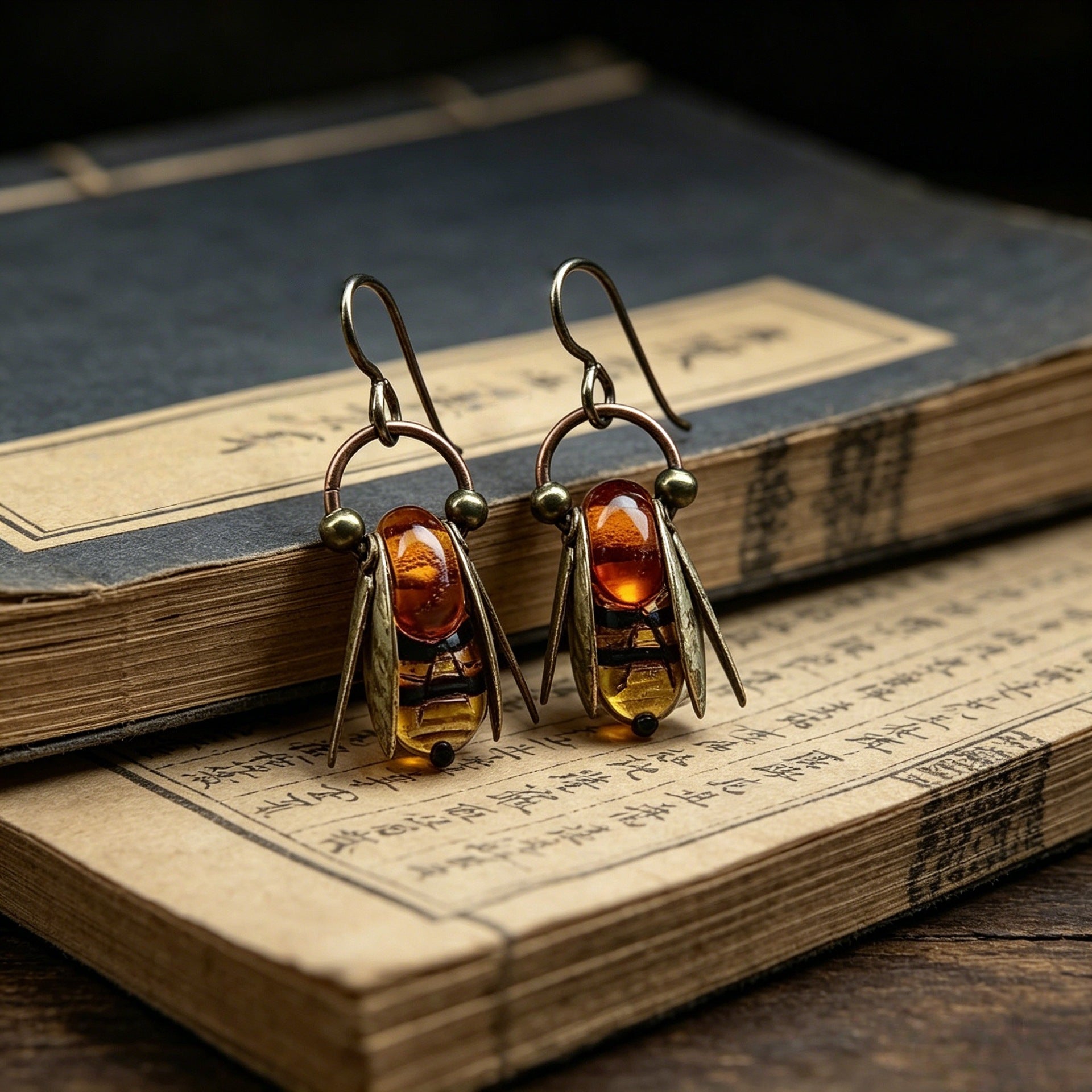 Handmade Multicolor Bee Earrings For Women With 304 Stainless Steel Ear Pins In Alloy