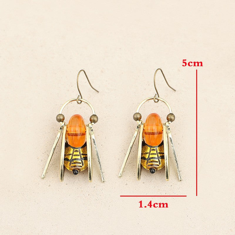 Handmade Multicolor Bee Earrings For Women With 304 Stainless Steel Ear Pins In Alloy