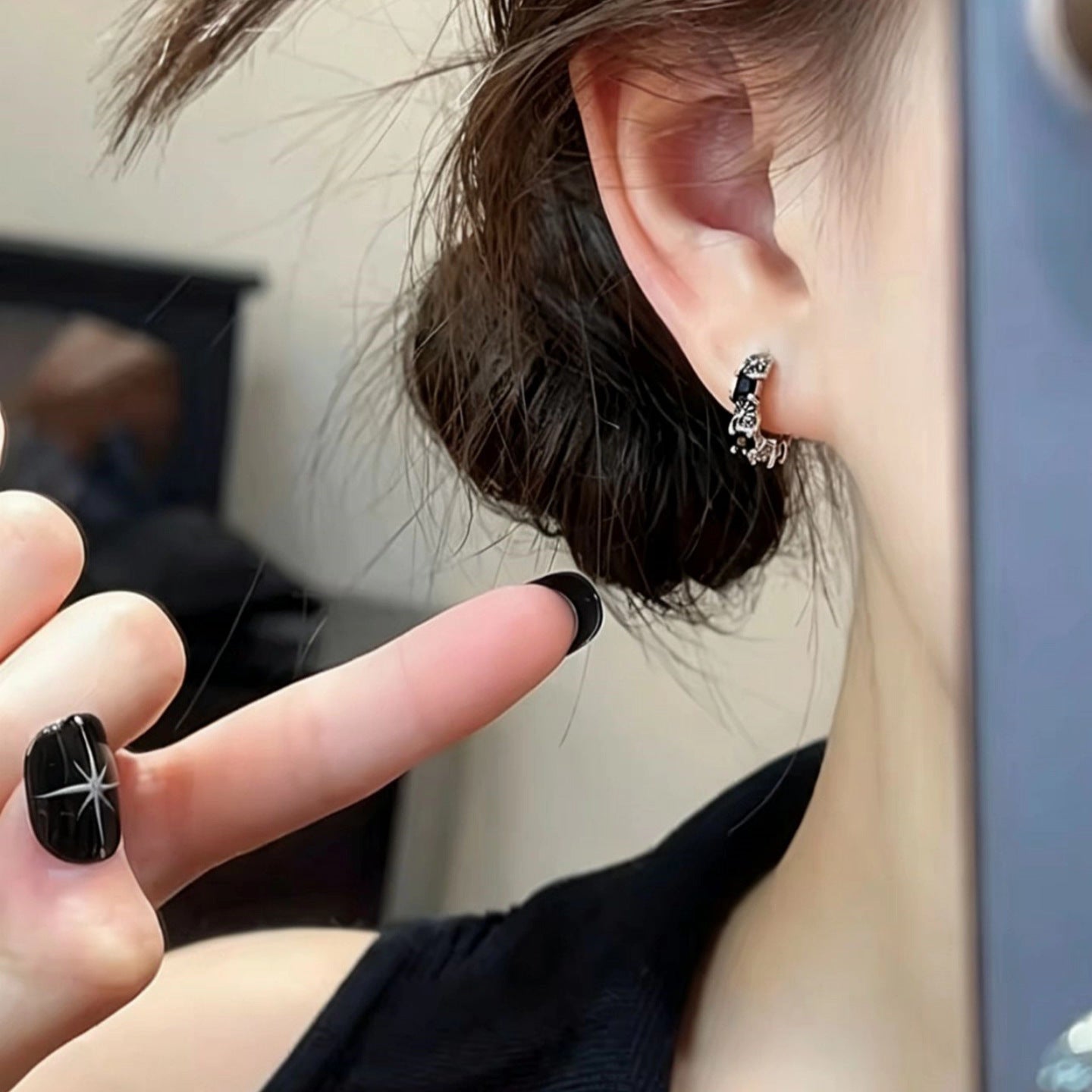 Hip-Hop Style Cross Earrings For Women, 4 Pieces Set In Silver Copper