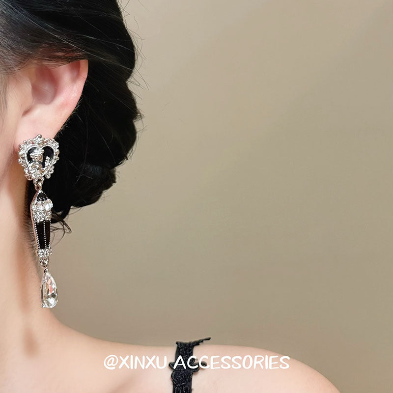Heart Shape Asymmetrical Earrings For Women Featuring 925 Sterling Silver Alloy Ear Pins