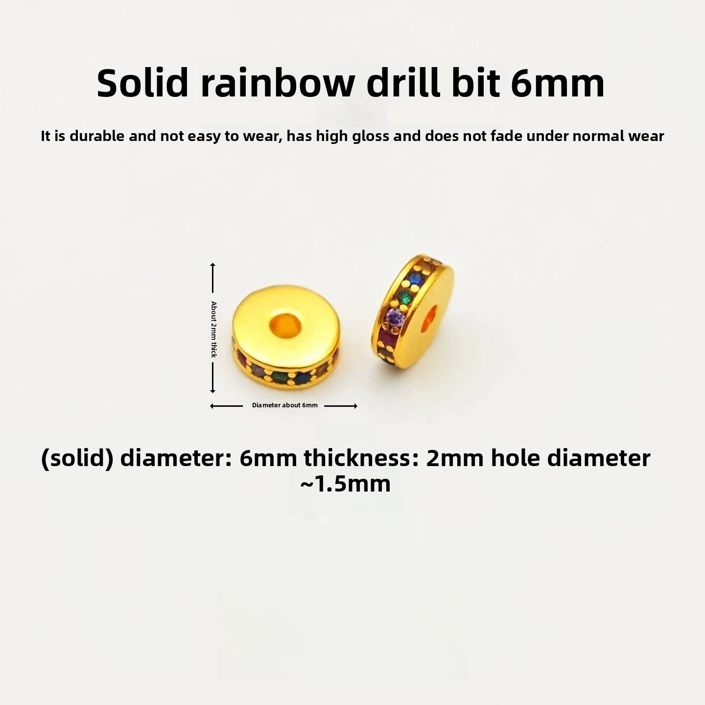 Copper Spacer Bar With 24K Real Gold Plating, Diameter 6 Mm, Inlay Craft, 1 PCS Package, Sweet Style Jewelry Accessory