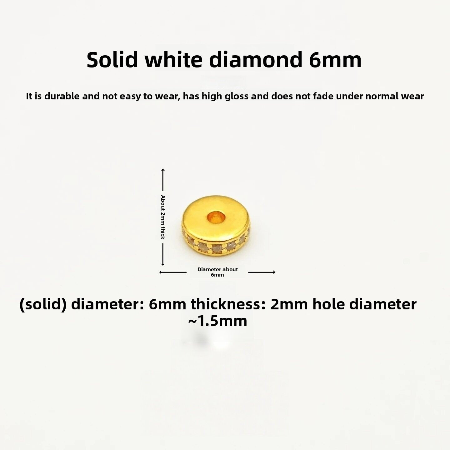 Copper Spacer Bar With 24K Real Gold Plating, Diameter 6 Mm, Inlay Craft, 1 PCS Package, Sweet Style Jewelry Accessory