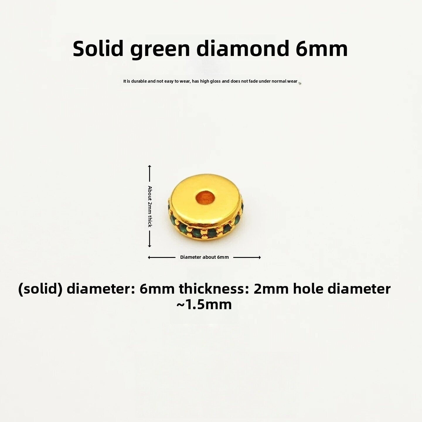 Copper Spacer Bar With 24K Real Gold Plating, Diameter 6 Mm, Inlay Craft, 1 PCS Package, Sweet Style Jewelry Accessory