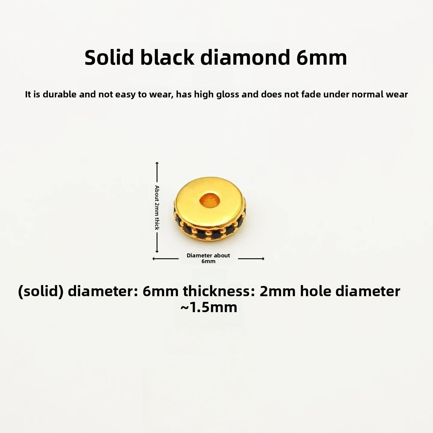 Copper Spacer Bar With 24K Real Gold Plating, Diameter 6 Mm, Inlay Craft, 1 PCS Package, Sweet Style Jewelry Accessory