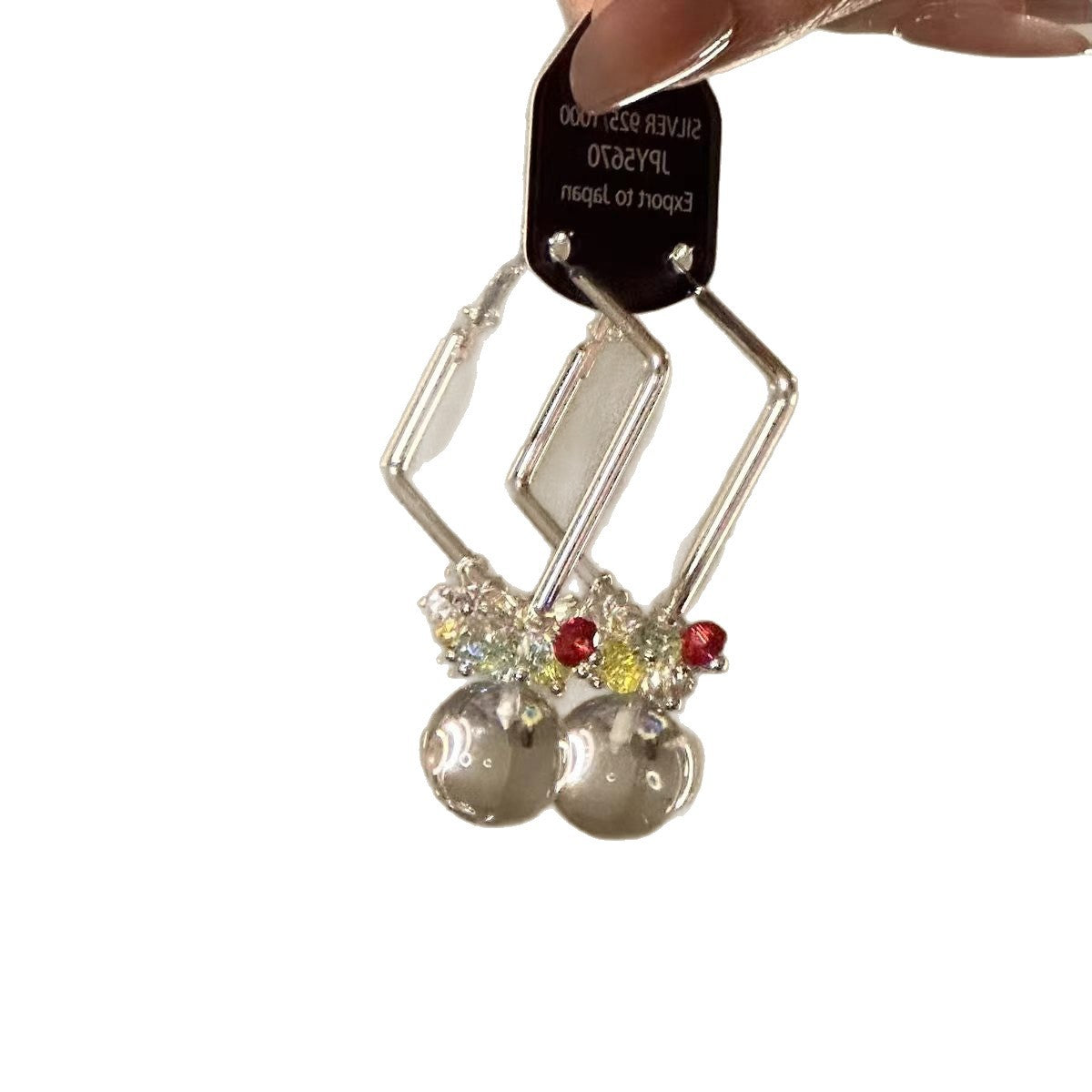 Exaggerated Square Hoop Earrings For Women Featuring Glass Beading In Colour Glass Material