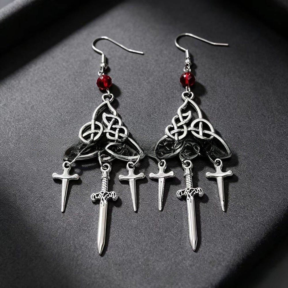 Halloween Punk Cross Earrings For Unisex Featuring Silver Alloy Design