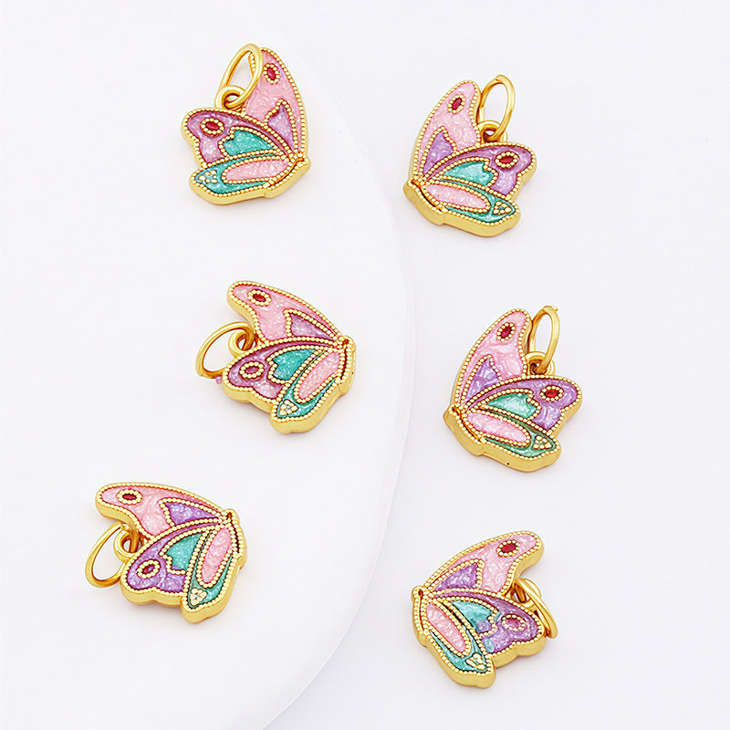 Butterfly Pendant 1 PCS Package In Alloy With Enamel Craft, Multicolor Design Featuring Chinoiserie Style Jewelry Accessories