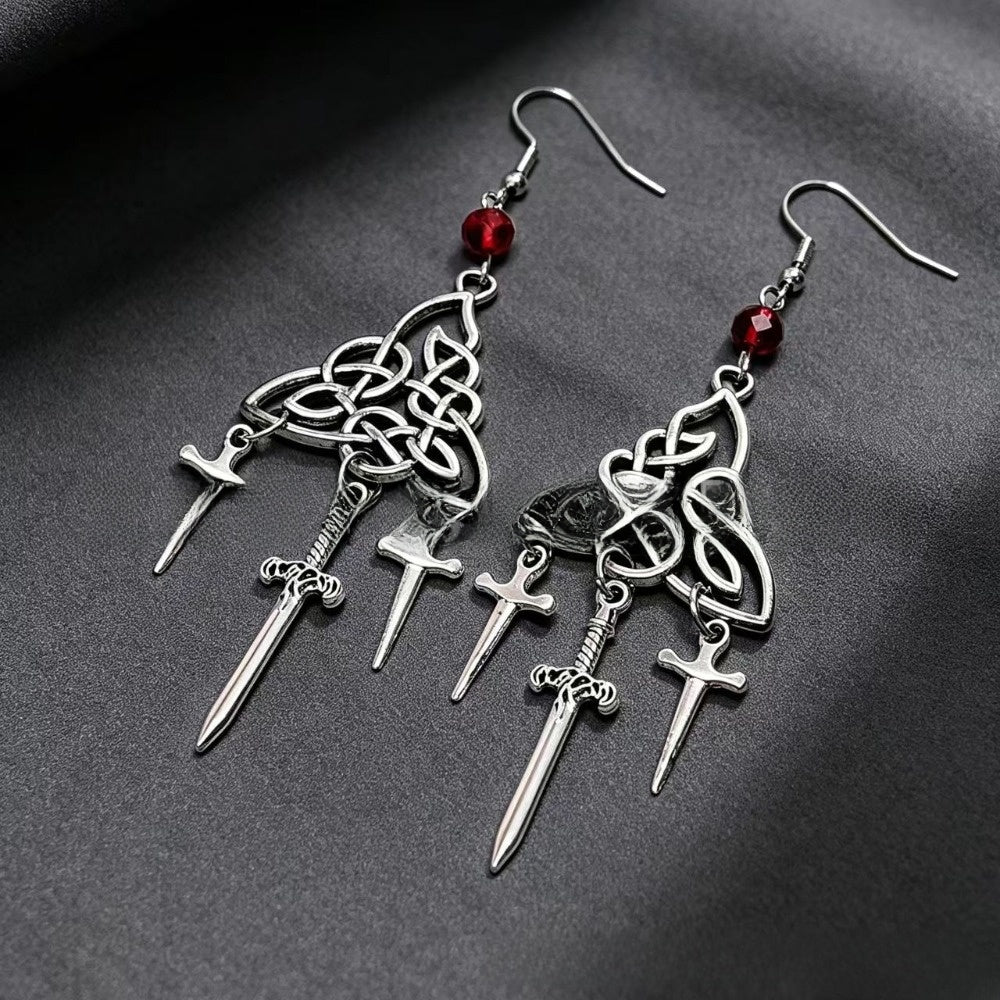 Halloween Punk Cross Earrings For Unisex Featuring Silver Alloy Design