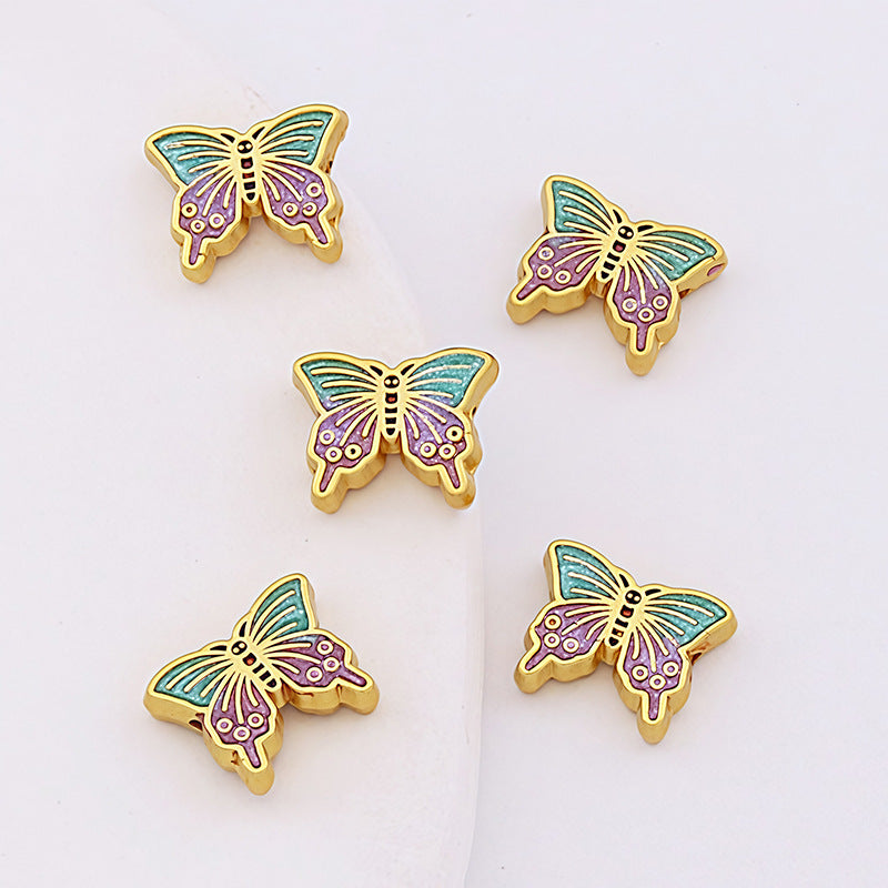 Butterfly Pendant 1 PCS Package In Alloy With Enamel Craft, Multicolor Design Featuring Chinoiserie Style Jewelry Accessories