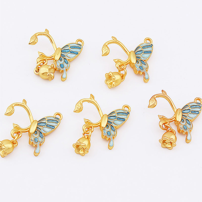 Butterfly Pendant 1 PCS Package In Alloy With Enamel Craft, Multicolor Design Featuring Chinoiserie Style Jewelry Accessories