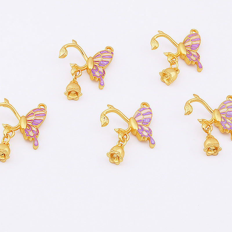 Butterfly Pendant 1 PCS Package In Alloy With Enamel Craft, Multicolor Design Featuring Chinoiserie Style Jewelry Accessories