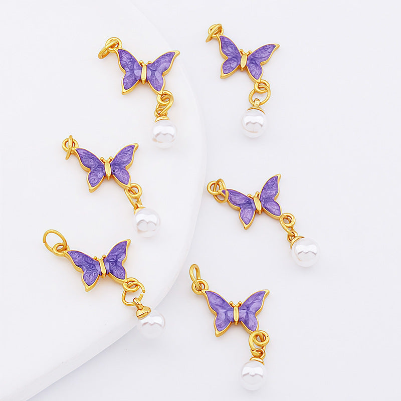 Butterfly Pendant 1 PCS Package In Alloy With Enamel Craft, Multicolor Design Featuring Chinoiserie Style Jewelry Accessories
