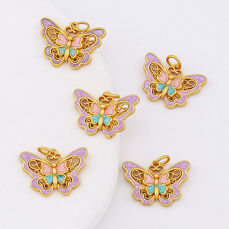 Butterfly Pendant 1 PCS Package In Alloy With Enamel Craft, Multicolor Design Featuring Chinoiserie Style Jewelry Accessories