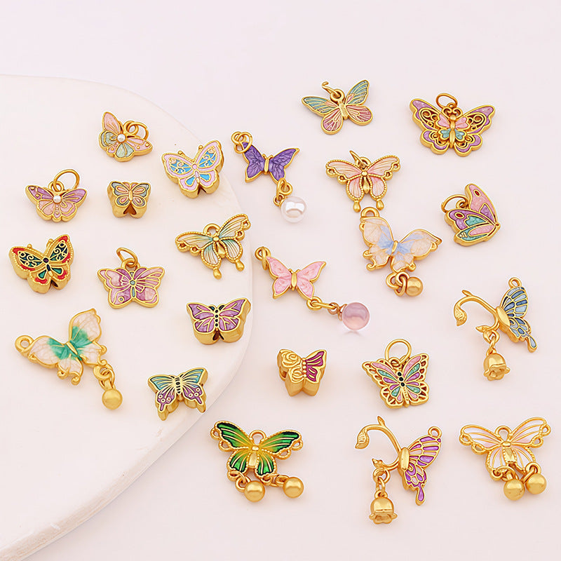 Butterfly Pendant 1 PCS Package In Alloy With Enamel Craft, Multicolor Design Featuring Chinoiserie Style Jewelry Accessories