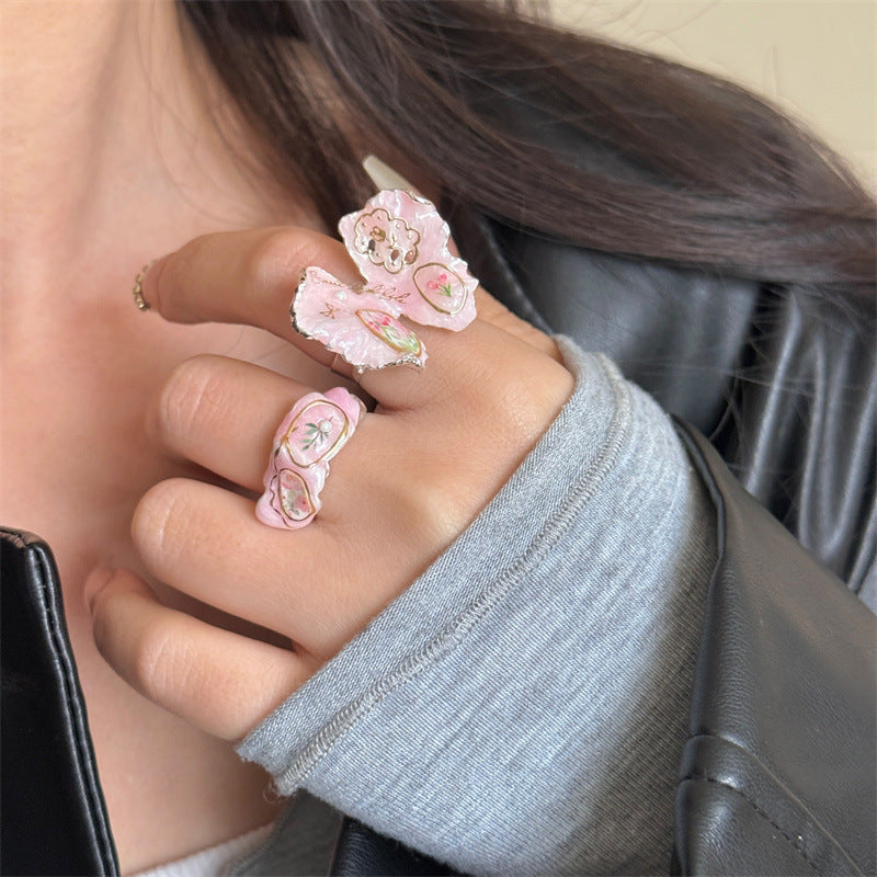 Butterfly Ring For Summer In Colour Metal Featuring Enamel Craftsmanship