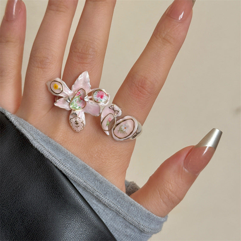 Butterfly Ring For Summer In Colour Metal Featuring Enamel Craftsmanship