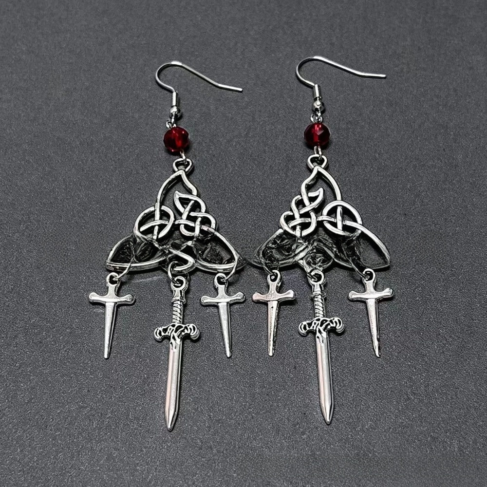 Halloween Punk Cross Earrings For Unisex Featuring Silver Alloy Design
