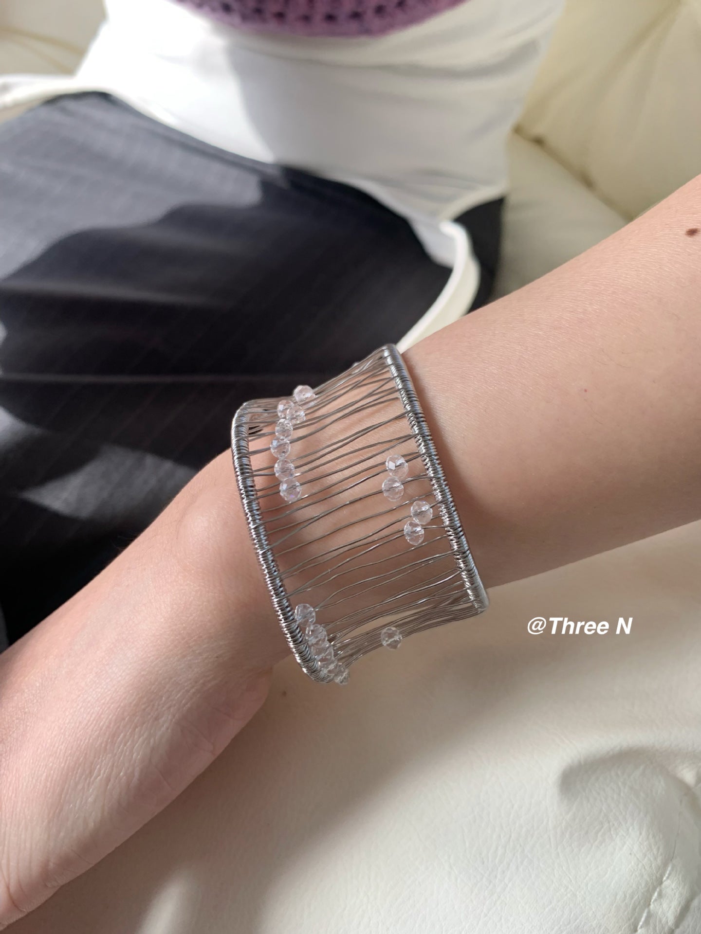 Geometric Alloy Bangle For Women With Electroplated Finish And Zircon Inlay