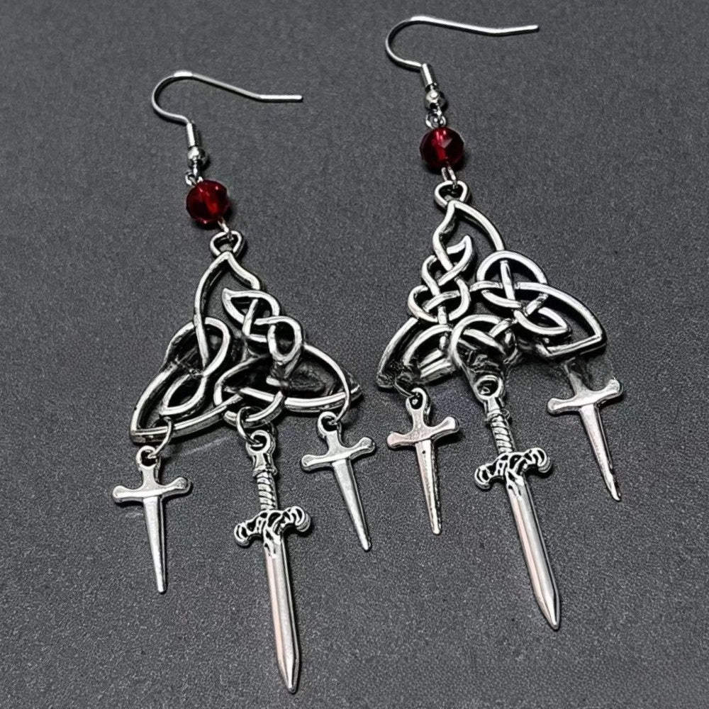 Halloween Punk Cross Earrings For Unisex Featuring Silver Alloy Design