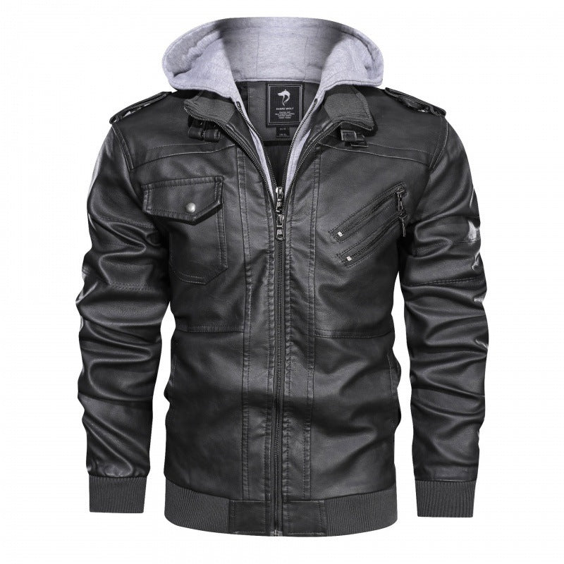 Men's Casual Zipper Jacket In Grey Featuring PU Fabric And 2 In 1 Craftsmanship