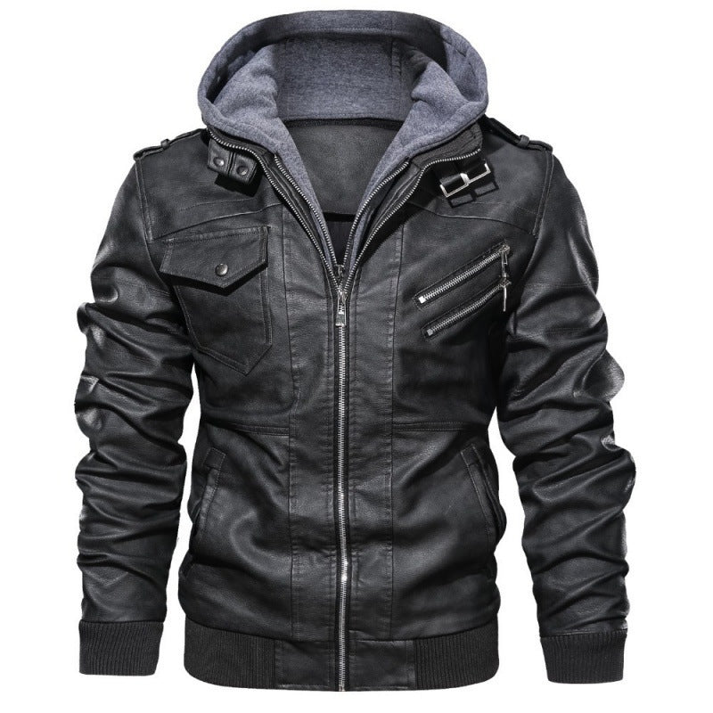 Men's Casual Zipper Jacket In Grey Featuring PU Fabric And 2 In 1 Craftsmanship