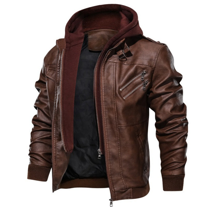 Men's Casual Zipper Jacket In Grey Featuring PU Fabric And 2 In 1 Craftsmanship