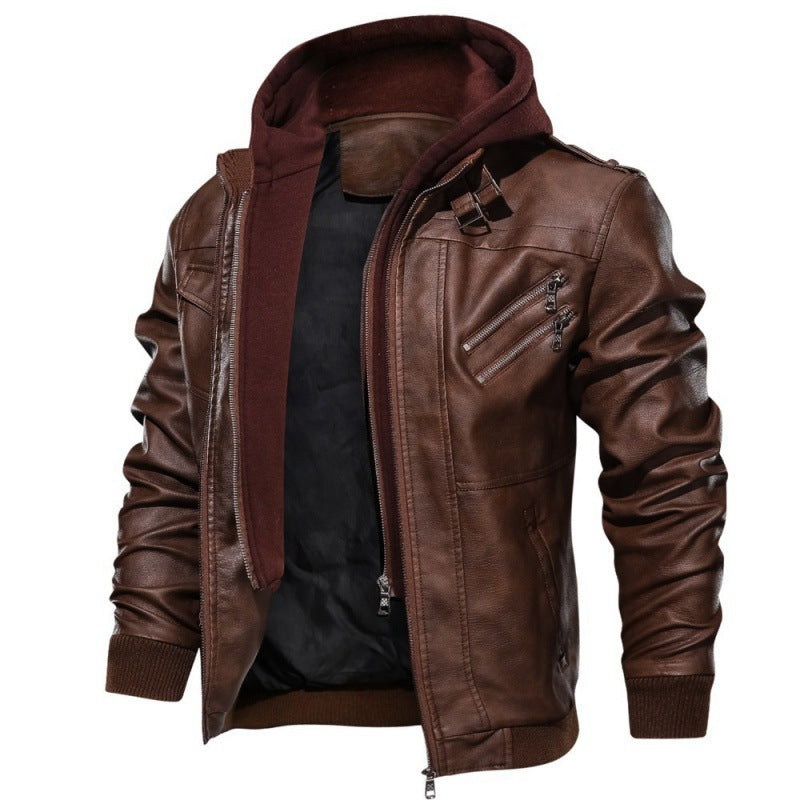 Men's Casual Zipper Jacket In Grey Featuring PU Fabric And 2 In 1 Craftsmanship