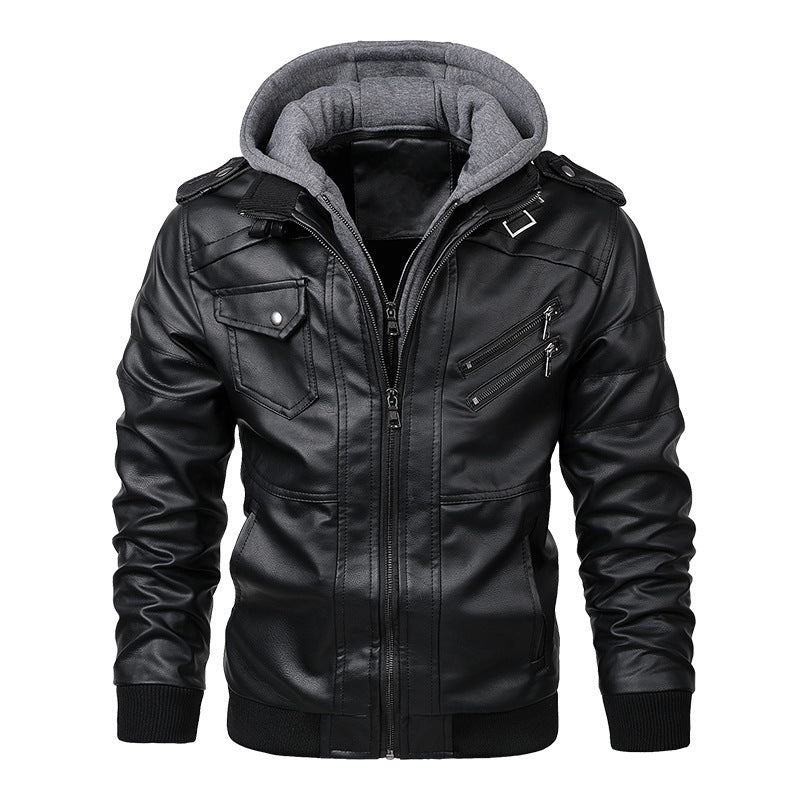 Men's Casual Zipper Jacket In Grey Featuring PU Fabric And 2 In 1 Craftsmanship