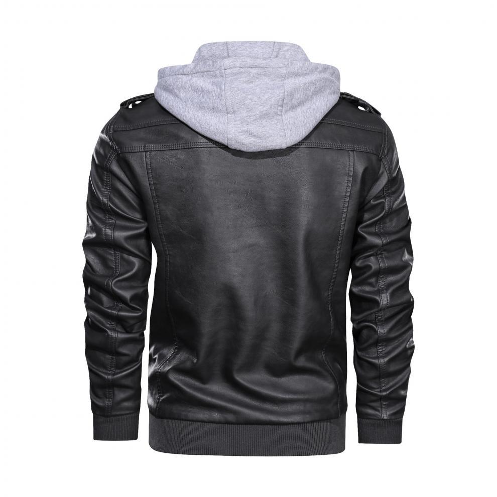 Men's Casual Zipper Jacket In Grey Featuring PU Fabric And 2 In 1 Craftsmanship
