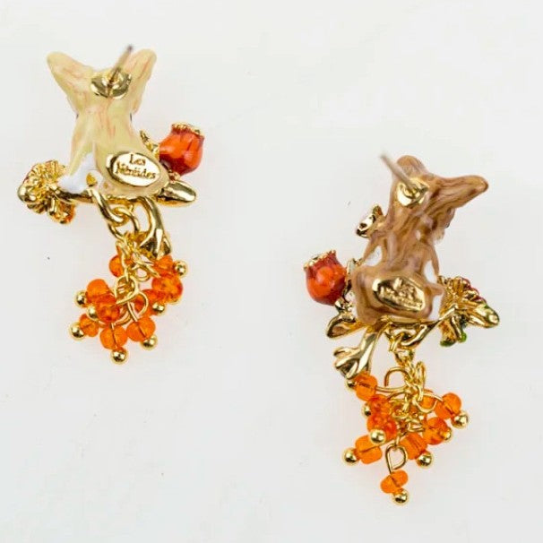 Cute Asymmetrical Dog Stud Earrings For Women, Electroplated Copper With Gem Inlay
