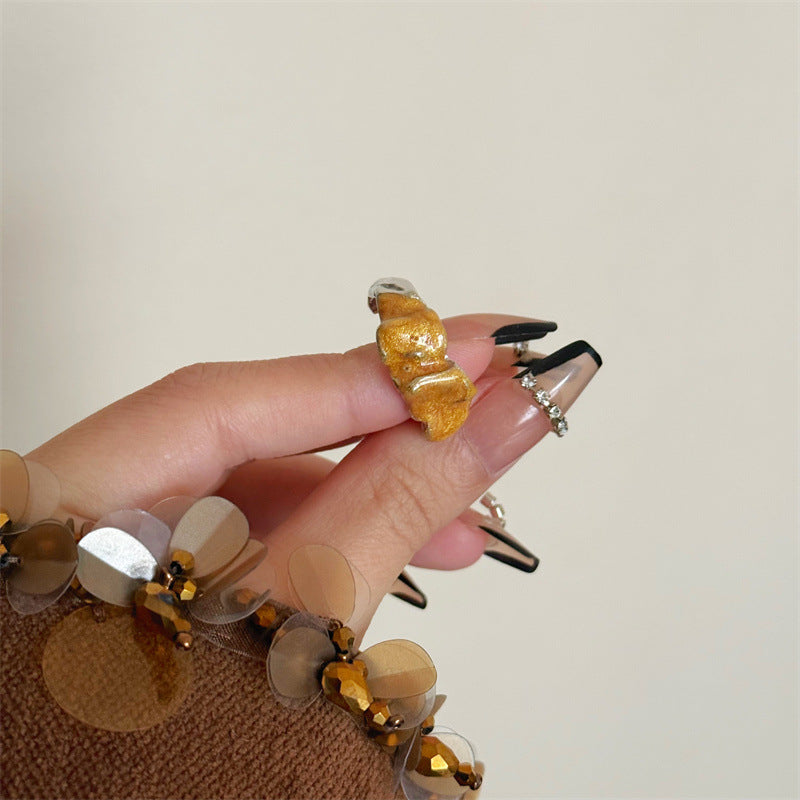 Heart Shape Open Ring For Women In Orange Alloy With Simple Style Featuring Spray Paint Finish