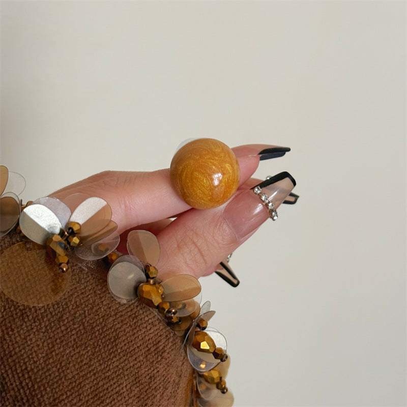 Heart Shape Open Ring For Women In Orange Alloy With Simple Style Featuring Spray Paint Finish
