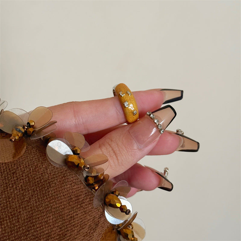 Heart Shape Open Ring For Women In Orange Alloy With Simple Style Featuring Spray Paint Finish