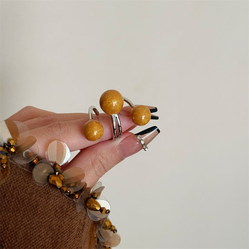 Heart Shape Open Ring For Women In Orange Alloy With Simple Style Featuring Spray Paint Finish