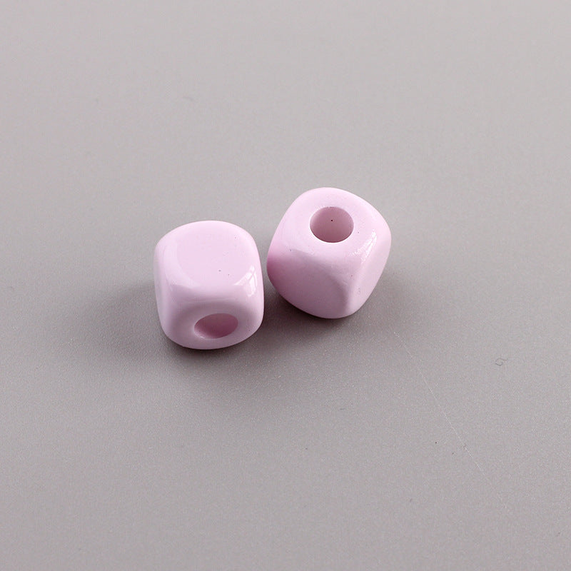 Acrylic Quadrilateral Beads With Hole Size 4~4.9mm Featuring Stoving Varnish In Natural Pink For Sweet Jewelry Accessories
