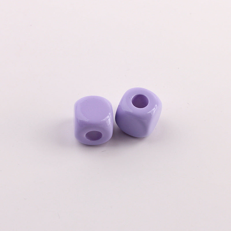 Acrylic Quadrilateral Beads With Hole Size 4~4.9mm Featuring Stoving Varnish In Natural Pink For Sweet Jewelry Accessories