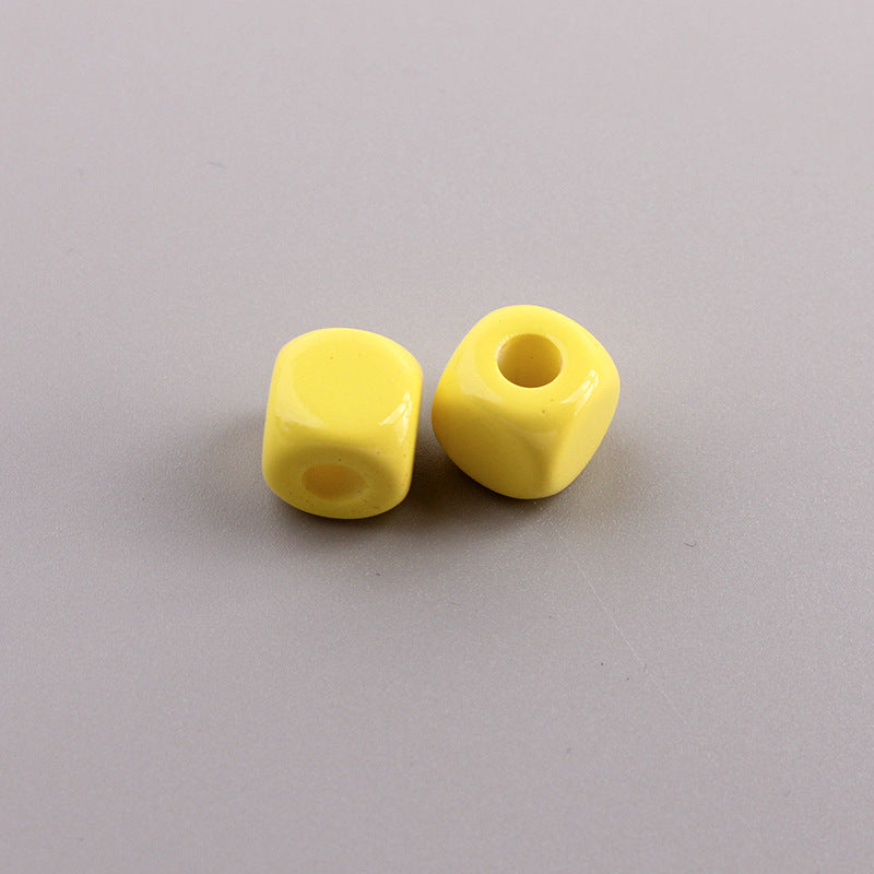 Acrylic Quadrilateral Beads With Hole Size 4~4.9mm Featuring Stoving Varnish In Natural Pink For Sweet Jewelry Accessories