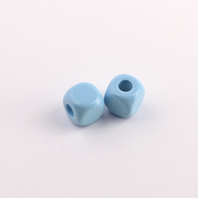 Acrylic Quadrilateral Beads With Hole Size 4~4.9mm Featuring Stoving Varnish In Natural Pink For Sweet Jewelry Accessories