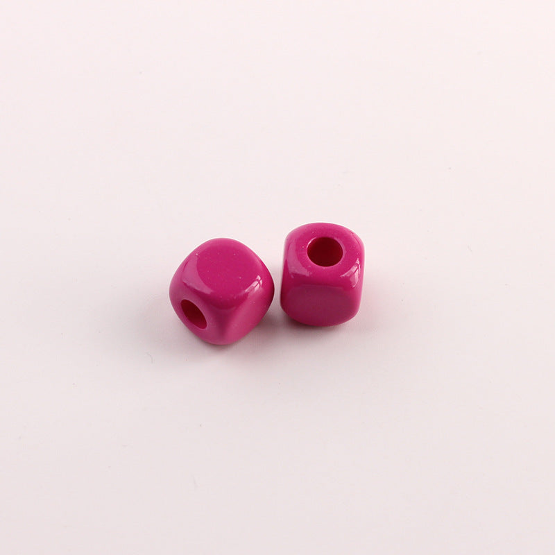 Acrylic Quadrilateral Beads With Hole Size 4~4.9mm Featuring Stoving Varnish In Natural Pink For Sweet Jewelry Accessories