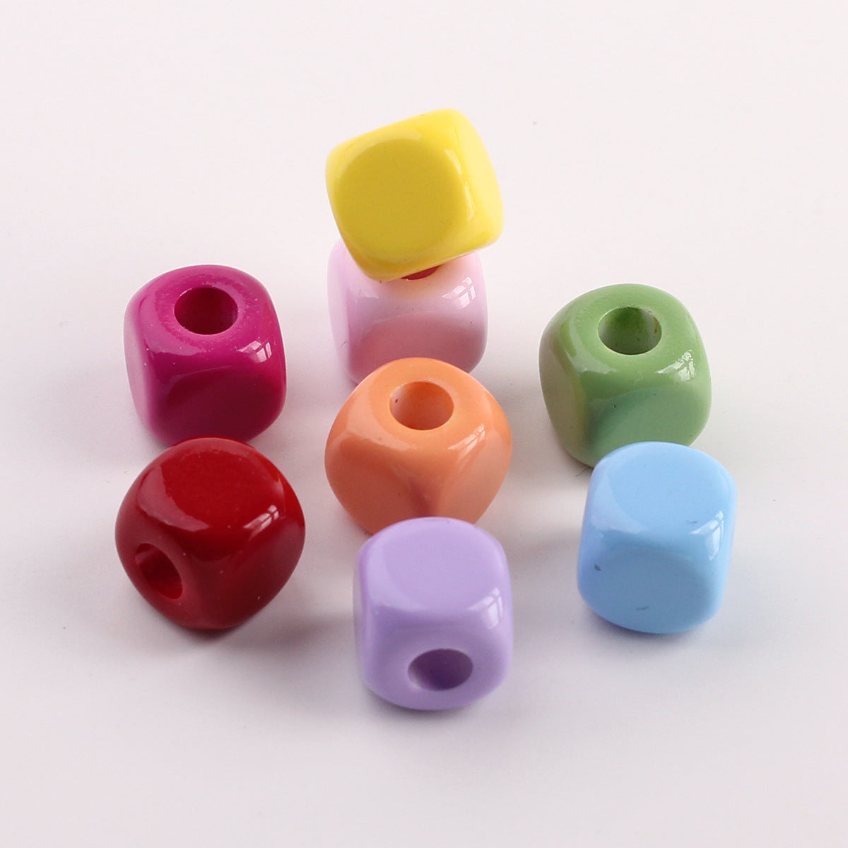 Acrylic Quadrilateral Beads With Hole Size 4~4.9mm Featuring Stoving Varnish In Natural Pink For Sweet Jewelry Accessories