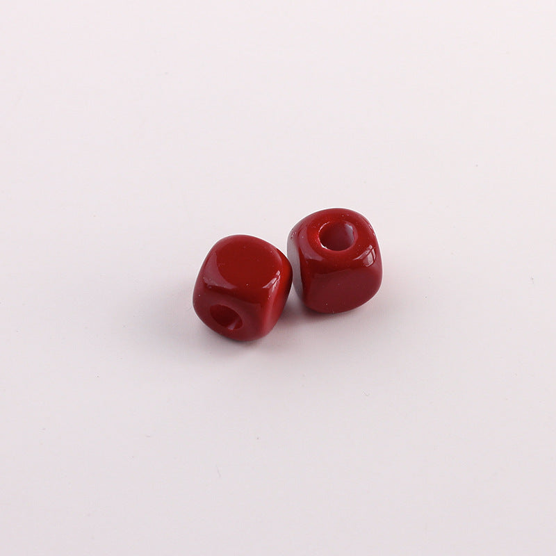 Acrylic Quadrilateral Beads With Hole Size 4~4.9mm Featuring Stoving Varnish In Natural Pink For Sweet Jewelry Accessories