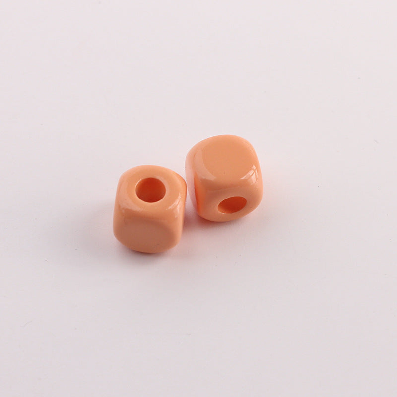 Acrylic Quadrilateral Beads With Hole Size 4~4.9mm Featuring Stoving Varnish In Natural Pink For Sweet Jewelry Accessories