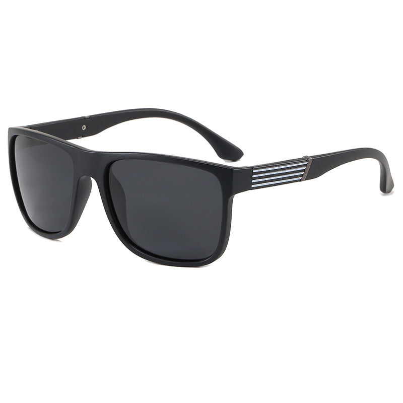 Men's Square Full Frame Sunglasses With Tac Lens Material In Dyed Black, Perfect For Beach Wear