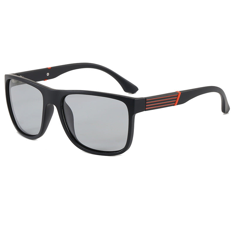 Men's Square Full Frame Sunglasses With Tac Lens Material In Dyed Black, Perfect For Beach Wear