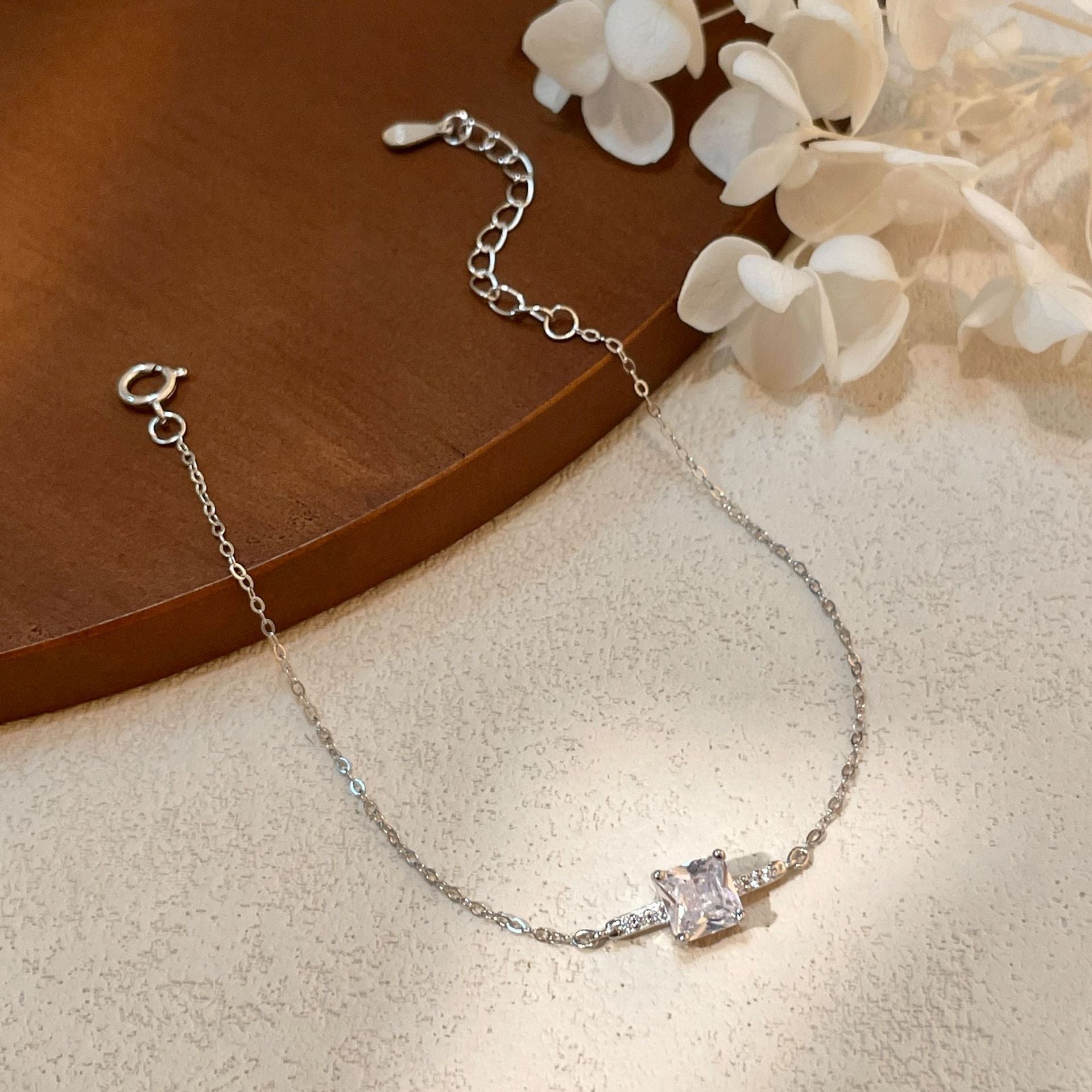 Geometric Bracelets For Women In 925 Sterling Silver With Electroplated 18K Real Gold And Zircon Inlay