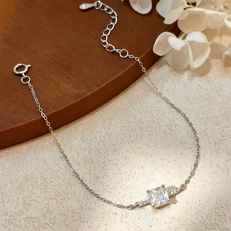 Geometric Bracelets For Women In 925 Sterling Silver With Electroplated 18K Real Gold And Zircon Inlay