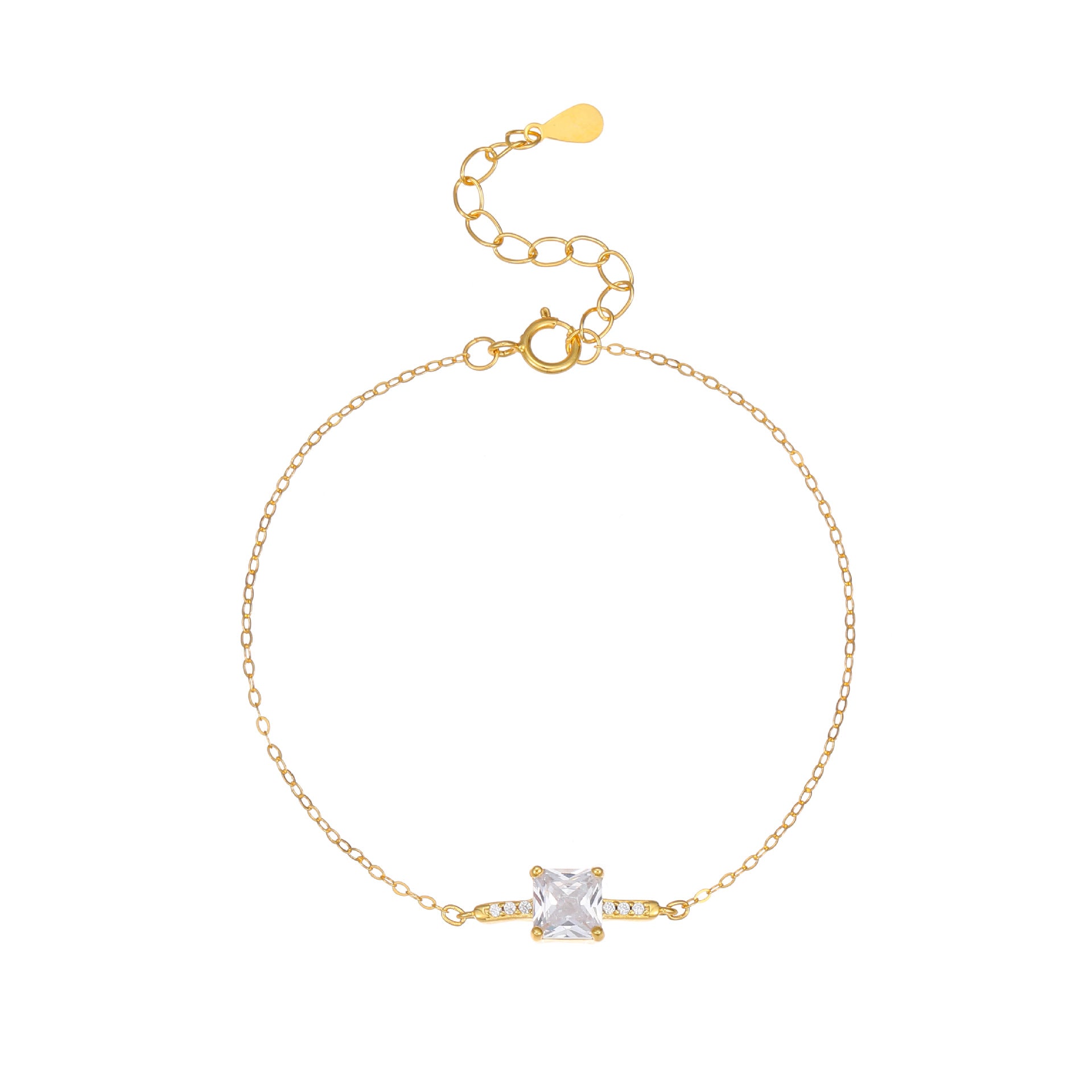 Geometric Bracelets For Women In 925 Sterling Silver With Electroplated 18K Real Gold And Zircon Inlay