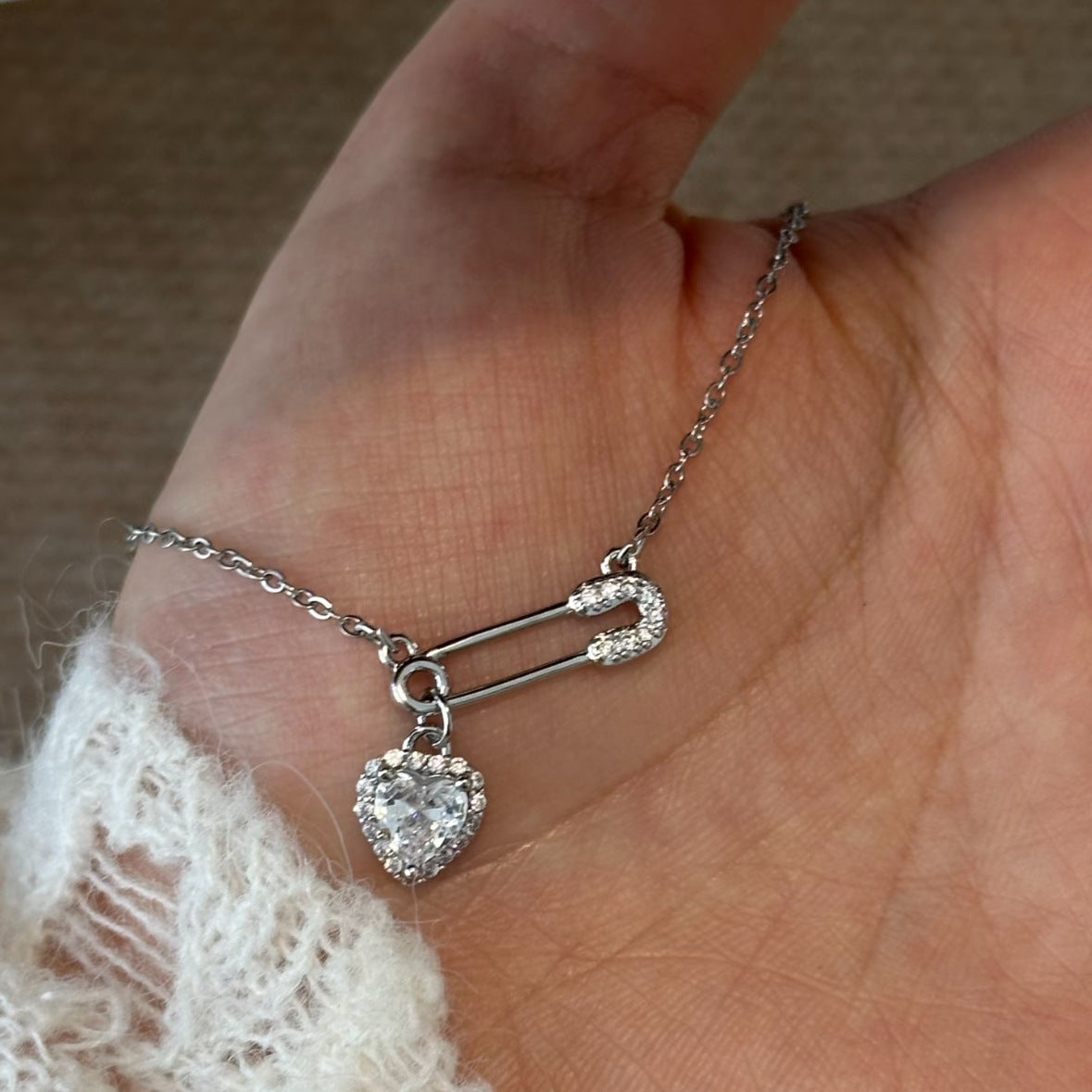 Heart Shape Necklace For Women With 24K Real Gold Plated Copper And Zircon Inlay, Featuring Electroplated Finish And Paperclip Chain