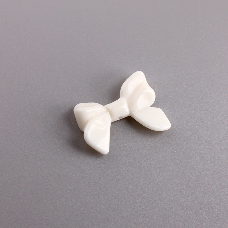 Acrylic Bow Tie With 2~2.9mm Hole Size For Jewelry Making Ribbons In Beige, Sweet Style Accessories